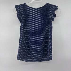 Monteau Los Angeles Blue Polka Dot Ruffle Sleeve‎ Top Womens Size S